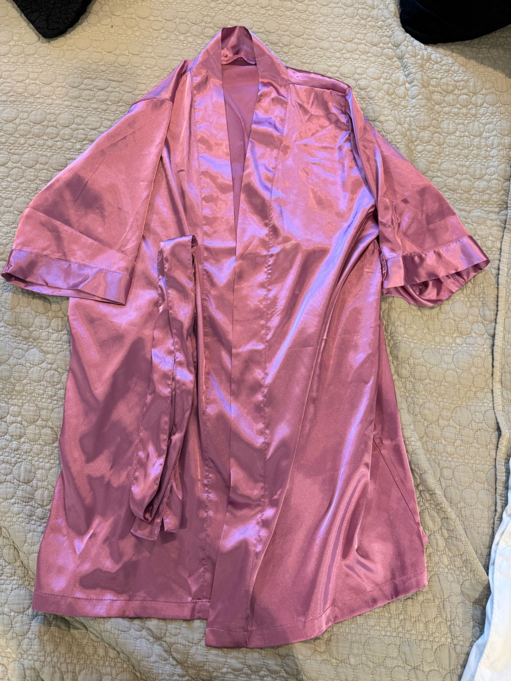 Satin Wrap Robe in Mauve Pink
